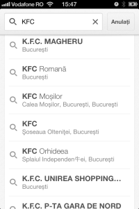 KFC cautare Google