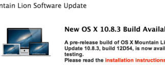 Apple a lansat OS X Mountain Lion 10.8.3 build 12D54 pentru dezvoltatori