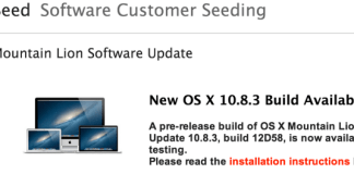 Apple a lansat OS X Mountain Lion 10.8.3 build 12D58