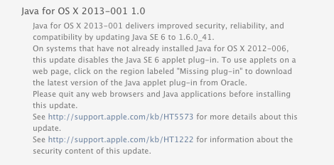 Java OS X 10.6 Update 13