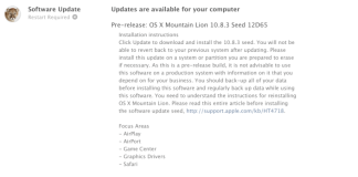 Apple a lansat OS X 10.8.3 build 12D65 pentru dezvoltatorii de aplicatii