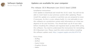 Apple a lansat OS X 10.8.3 Mountain Lion build 12D68 pentru dezvoltatori