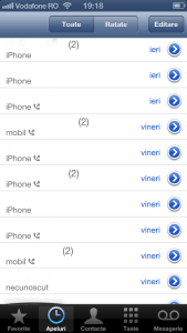 Lista apeluri iPhone