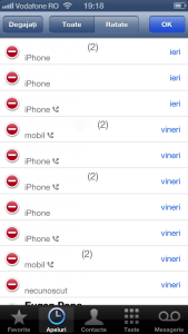 Editare lista apeluri iPhone