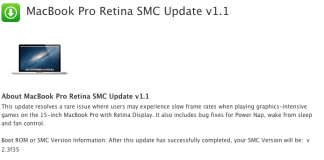 Apple a lansat MacBook Pro Retina SMC Update v1.1