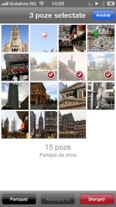 Selectare poze stergere flux foto partajat