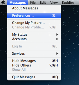 Messages preferences configurari Mac