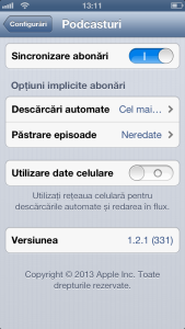 Podcasturi configurari aplicatie