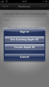 Logare Apple ID Redeem code
