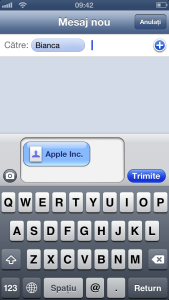 Contact partajare mesaj iOS