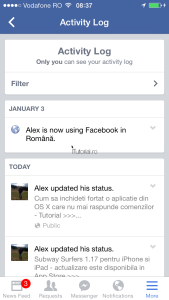 Jurnal activitati Facebook