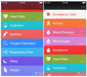 Asa arata versiunea aplicatiei Healthbook testata de Apple in prezent.