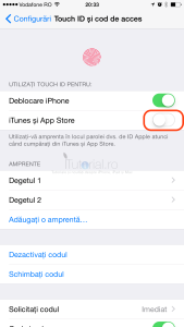 itunes app store touch id