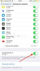 Asistenta Wi-Fi conexiune celulara