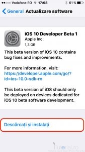 descarcati și instalati ios10beta