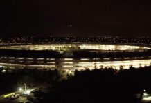 Noi imagini din dronă ne prezintă Apple Park pe timp de noapte