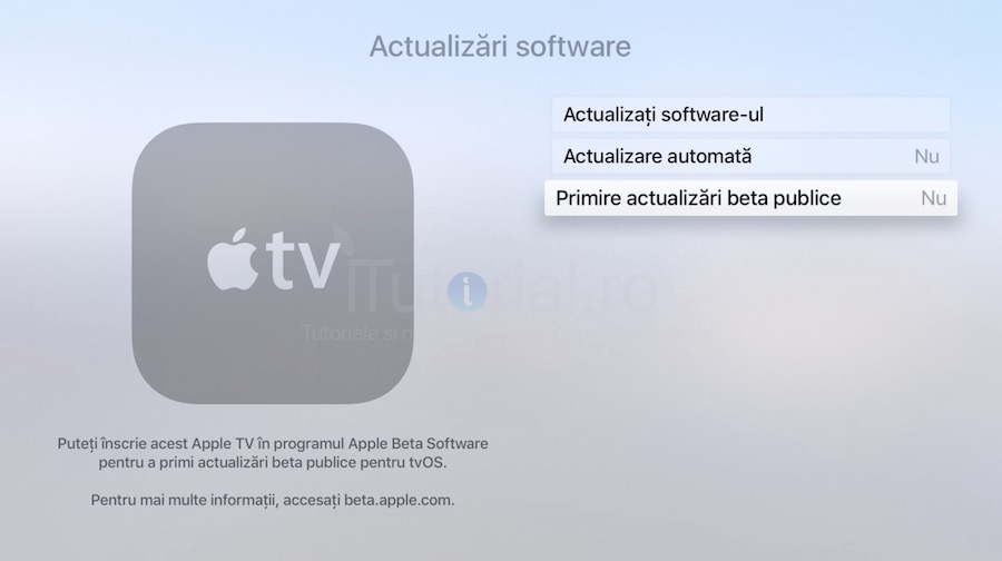 primire actualizari beta publice apple tv