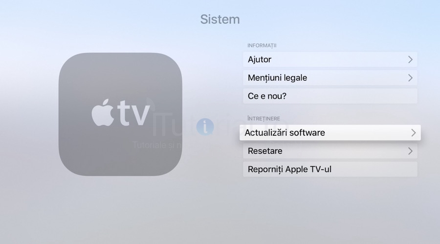 sistem actualizari software apple tv