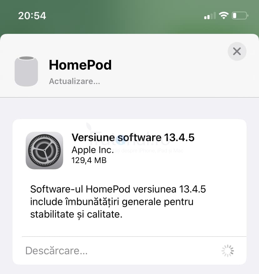 Apple a lansat actualizarea 13.4.5 pentru HomePod homepod 13.4.5