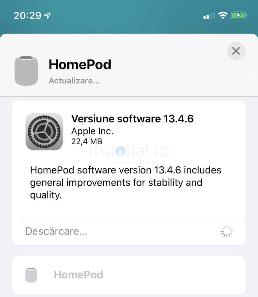Apple a lansat actualizarea 13.4.6 pentru HomePod homepod 13.4.6