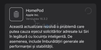 Apple a lansat actualizarea 16.3.2 pentru HomePod homepod 16.3.2