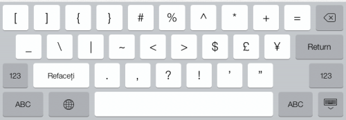 Tastatura simboluri iOS