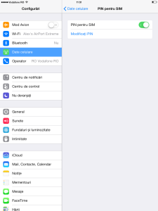 PIN pentru SIM activat iOS 7
