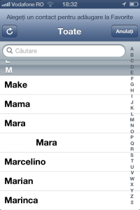 Adaugare contacte Favorite lista