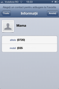 Informatii contact favorite telefon
