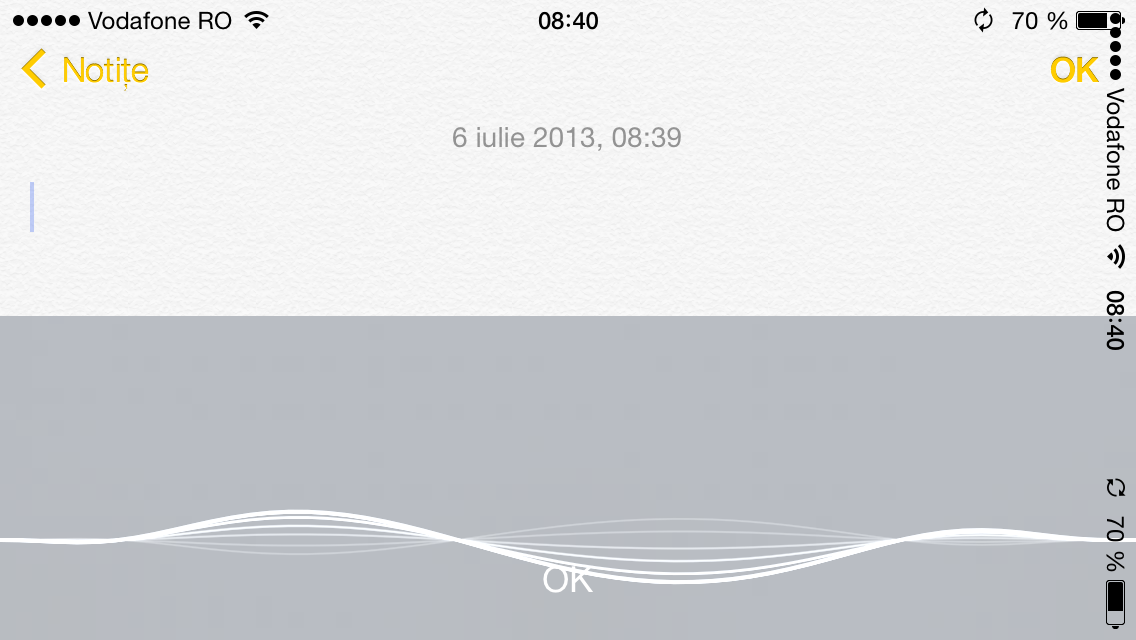 Interfata sistemului Dictare din iOS 7