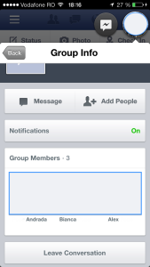 Info conversatie grup facebook