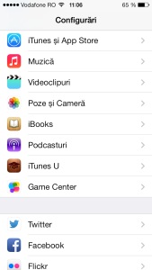 Configurari store aplicatii jos sectiune iOS 7