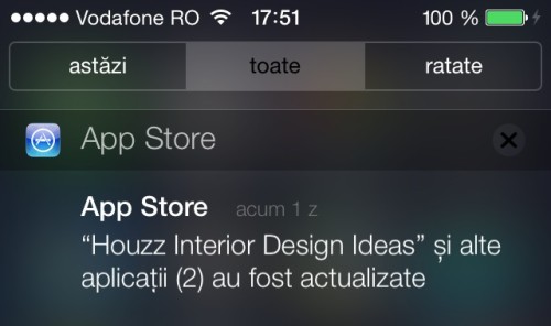 iOS 7 notificare App Store actualizari automate